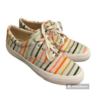 Keds Rifle Paper Co Striped Canvas Lace Up Sneakers Casual Size 6